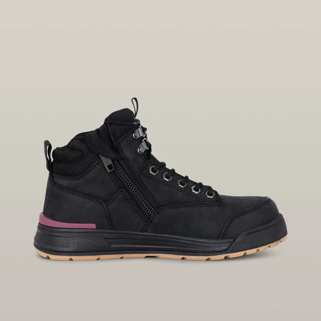 Hard Yakka Women's 3056 Lace Up & Side Zip Safety Boot - Black (Y60245)