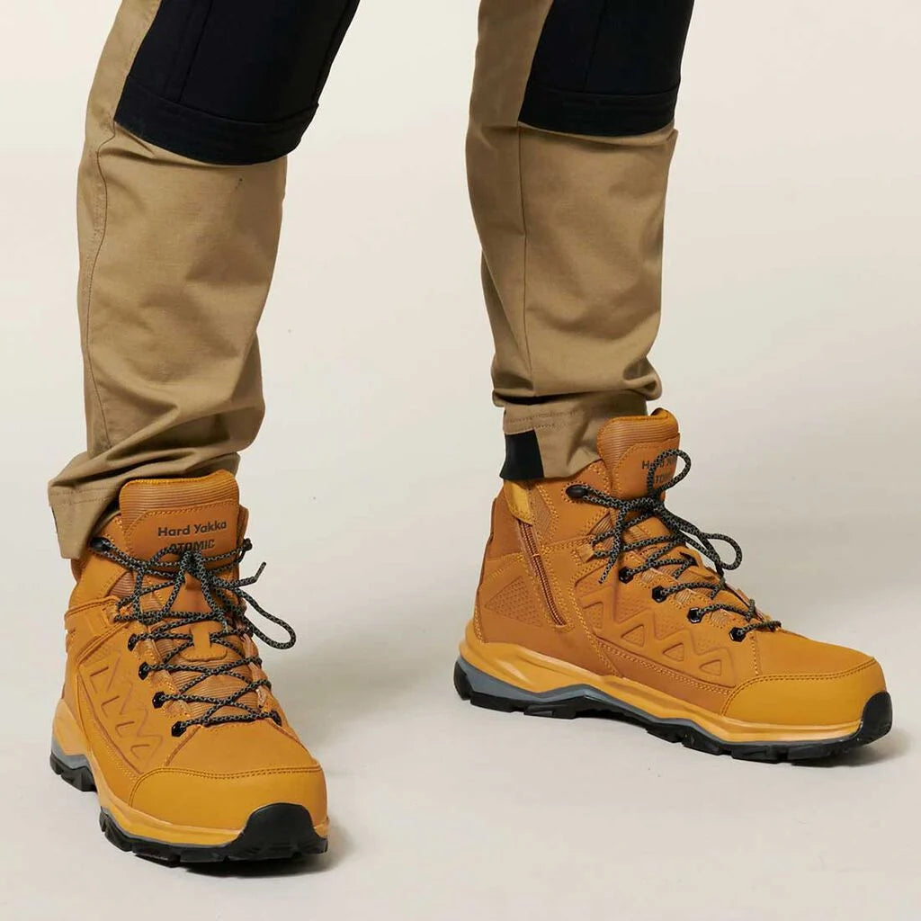 Hard Yakka Atomic Hybrid Lace Up & Side Zip Safety Boot - Wheat (Y60280)