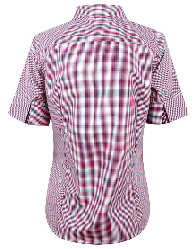 Winning Spirit Ladies Two Tone Mini Gingham Short Sleeve Shirt (M8340S)