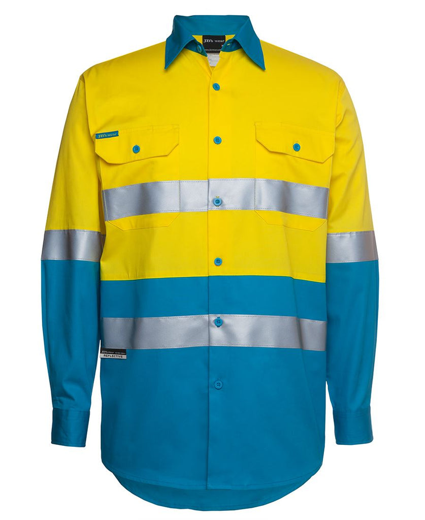 Jb's Hi Vis Long Sleeve (D+N) 150g Work Shirt - Adults (6DNWL)