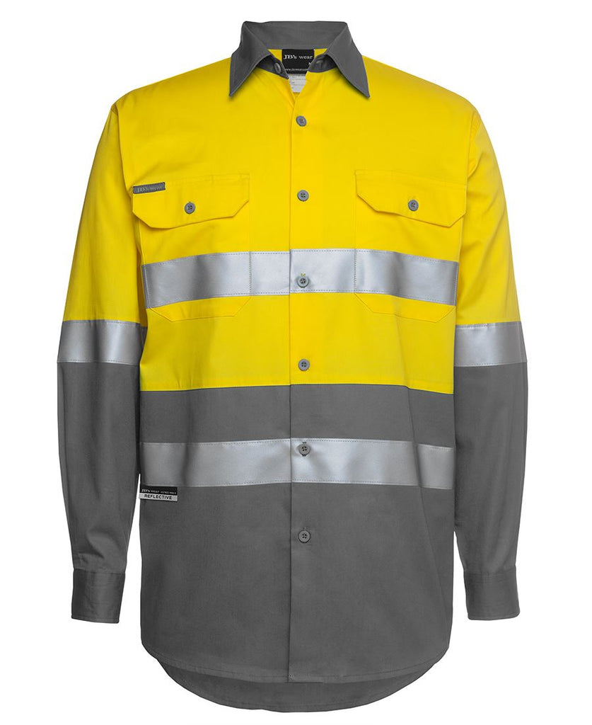 Jb's Hi Vis Long Sleeve (D+N) 150g Work Shirt - Adults (6DNWL)