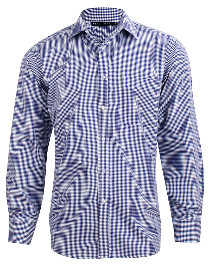 Winning Spirit Men’s Two Tone Gingham Long Sleeve Shirt (M7320L)