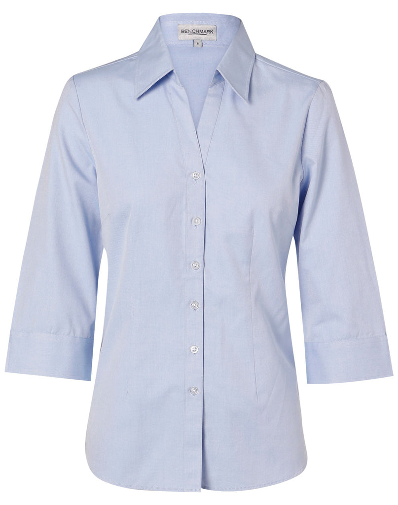 Winning Spirit Women's Fine Chambray 3/4 Sleeve Shirt (M8013)