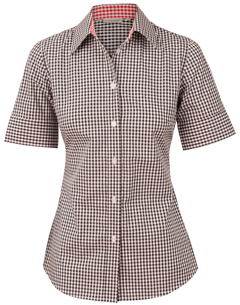 Winning Spirit Ladies’ Gingham Check Short Sleeve Shirt (M8330S)