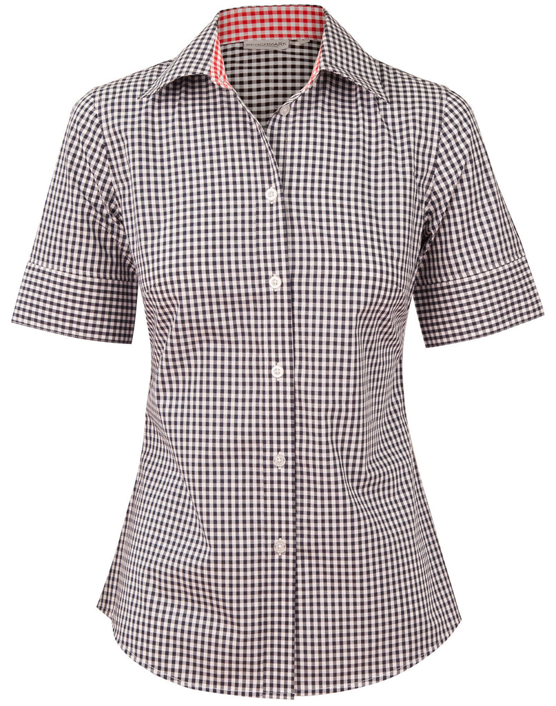 Winning Spirit Ladies’ Gingham Check Short Sleeve Shirt (M8330S)