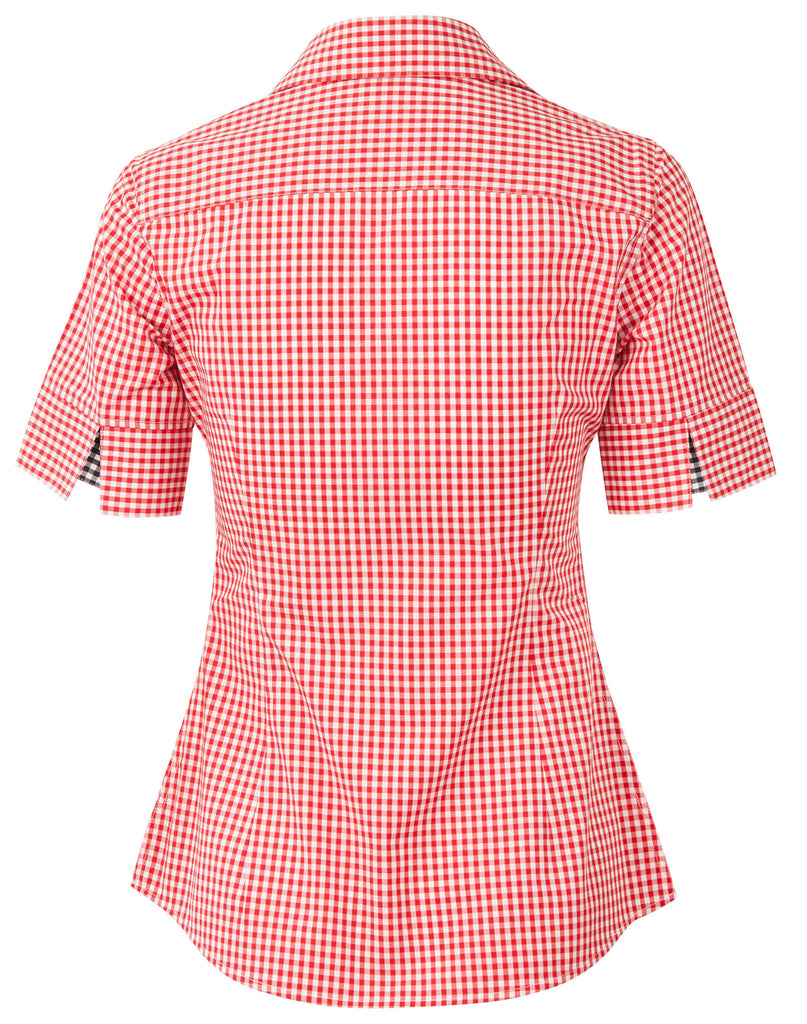 Winning Spirit Ladies’ Gingham Check Short Sleeve Shirt (M8330S)