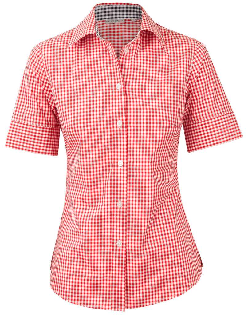 Winning Spirit Ladies’ Gingham Check Short Sleeve Shirt (M8330S)