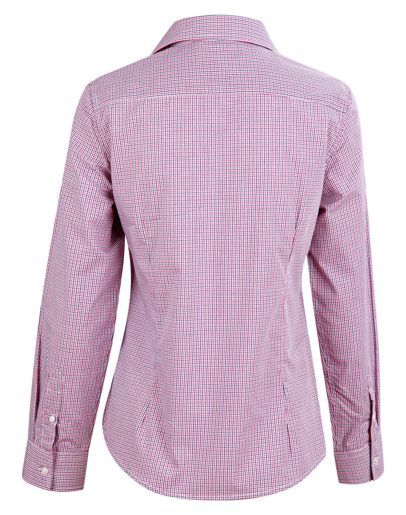 Winning Spirit Ladies Two Tone Mini Gingham Long Sleeve Shirt (M8340L)