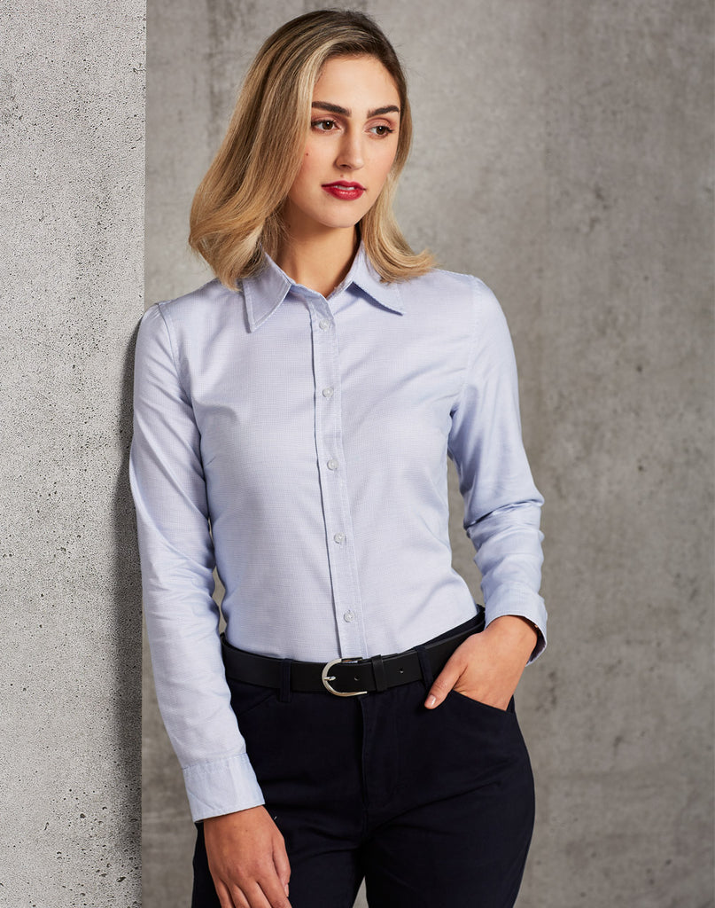 Winning Spirit Laides Dot Contrast Long Sleeve Shirt (M8922)