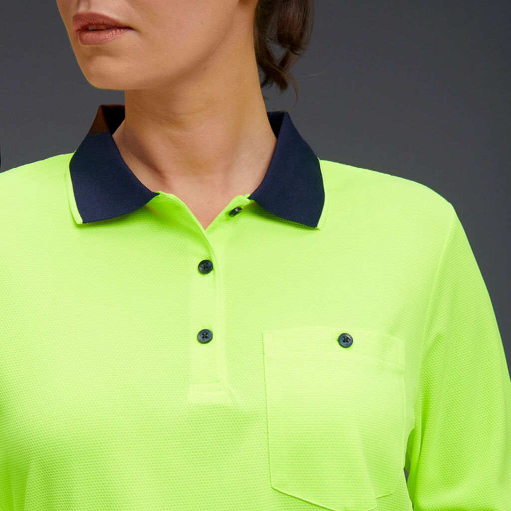 King Gee Women's Workcool Hyperfreeze Hi-Vis Long Sleeve Polo Shirt ( K44730)